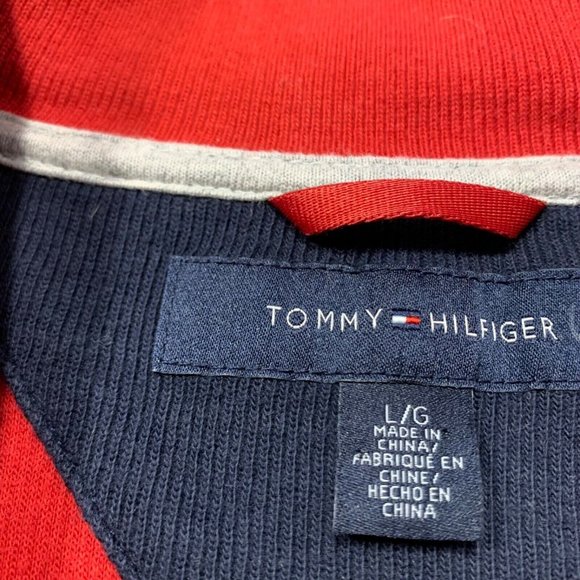 Tommy Hilfiger Crest Spell Out Jacket Full Zip Sweatshirt Cotton Red Blue L Mint - Picture 5 of 12